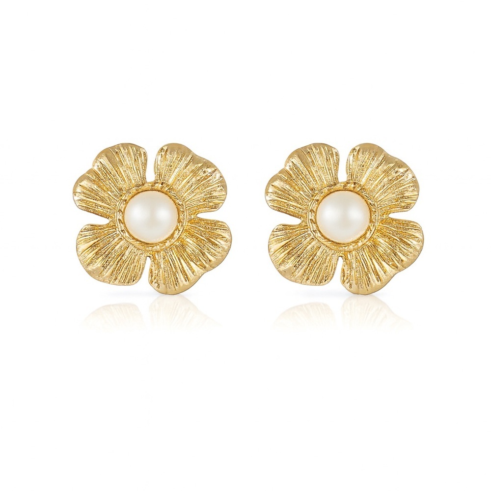 Gold Blossom Pearl Earrings